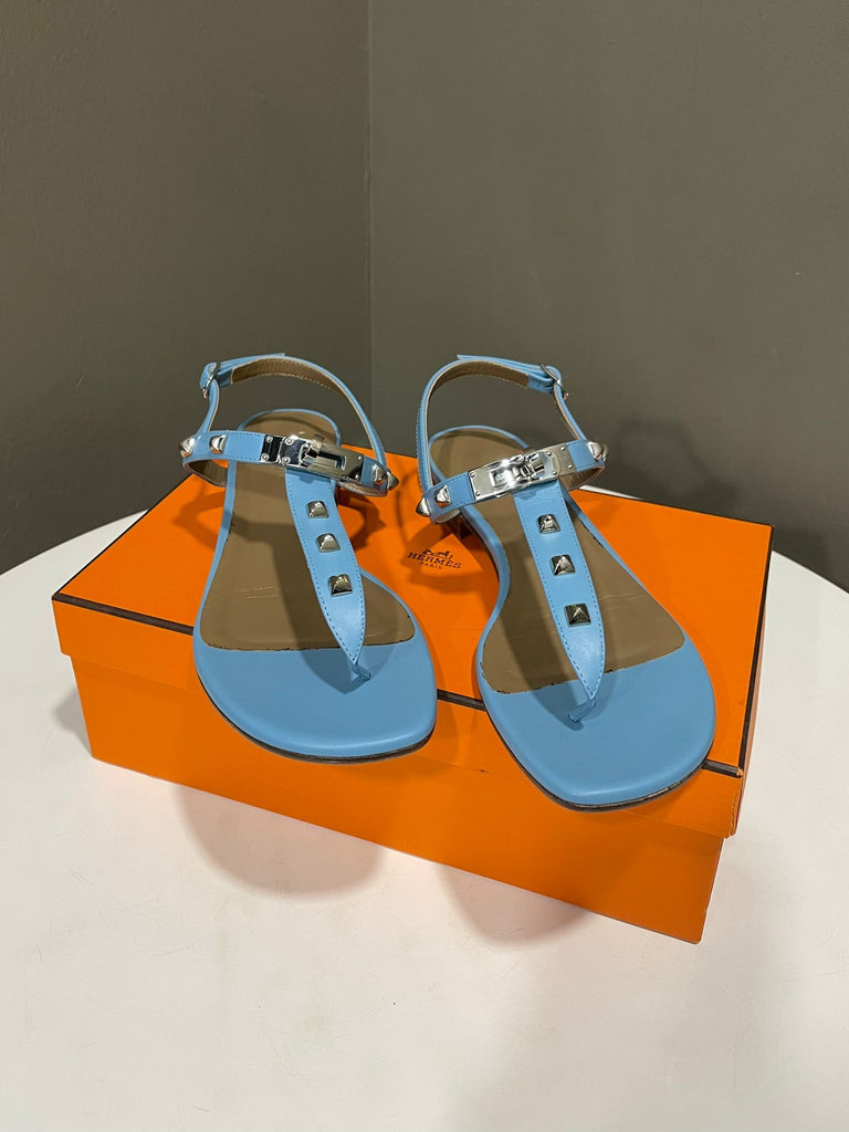 Hermes Olivia Sandal Blue Ciel Size 37