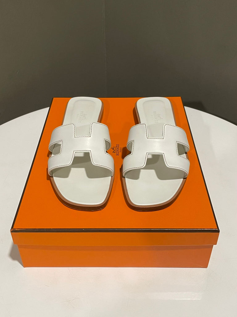 Hermes Oran Sandal  White Blanc  Size 36