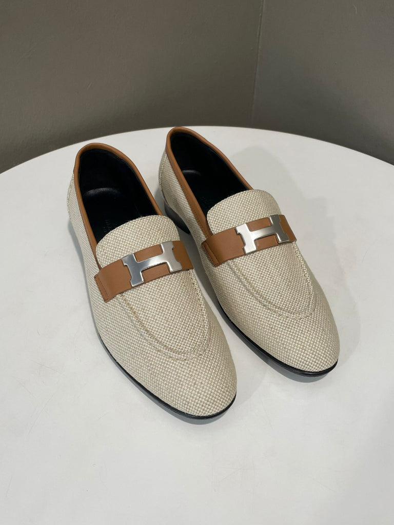 Hermes Paris Loafer Beige / Naturel PHW Size 38.5