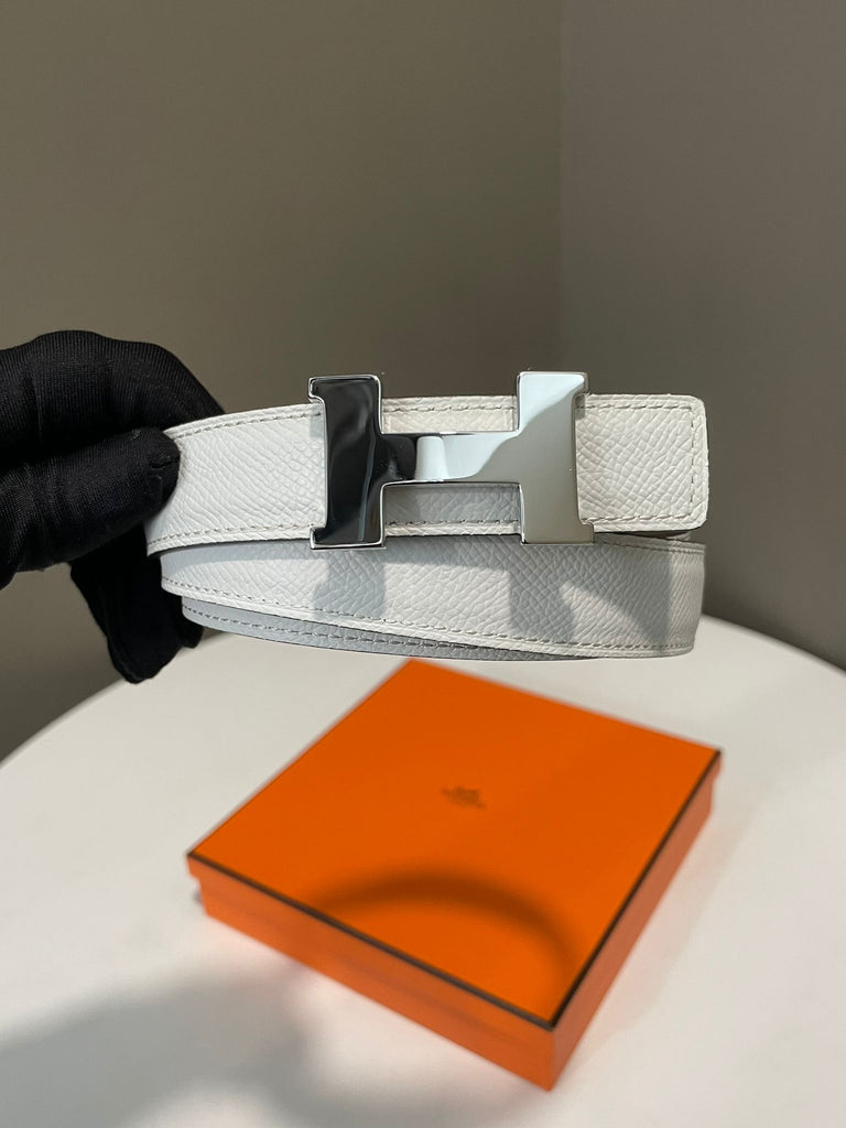 Hermes Reversible Constance H Belt Kit White Etoupe
