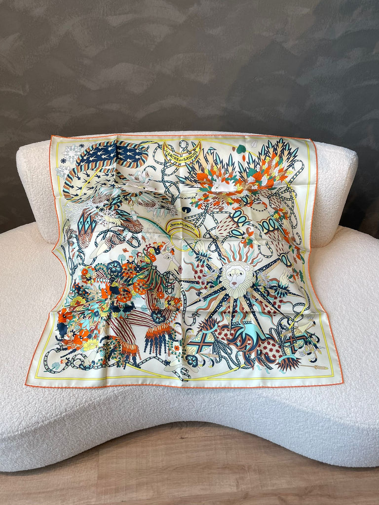 Hermes Scarf 90 Orange Beige