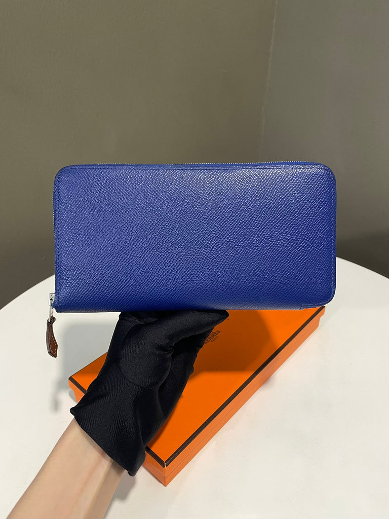Hermes Silk In Long Wallet Bleu Electric Epsom
