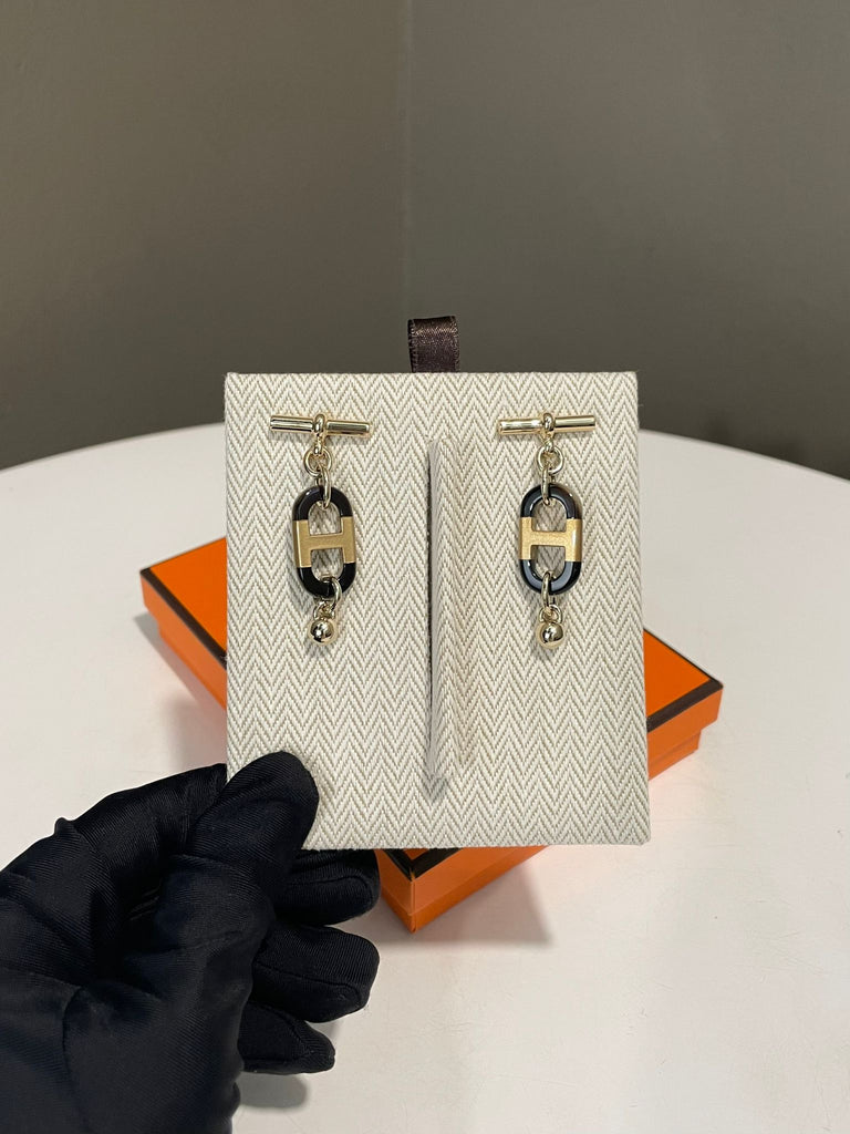 Hermès Sur Mer Dangling Earrings Brown