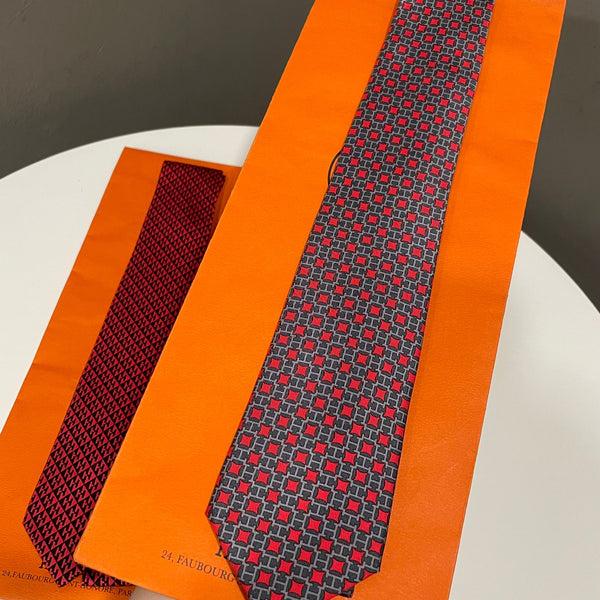Hermes Tie Charcoal Grey  Feu 