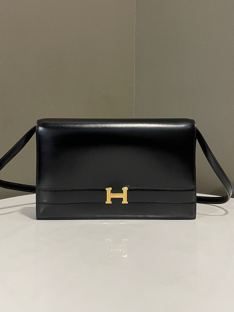 Hermes Vintage Annie Clutch Bag Black Box