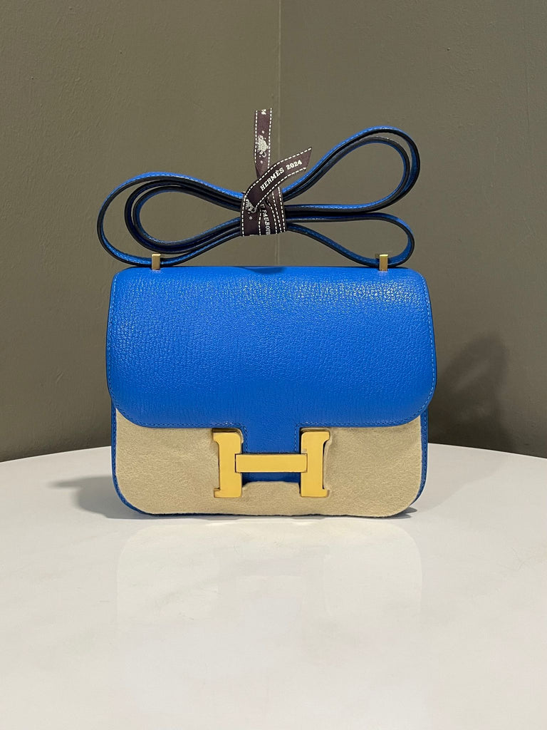 Hermes Constance 18 Bleu Hydra Chevre