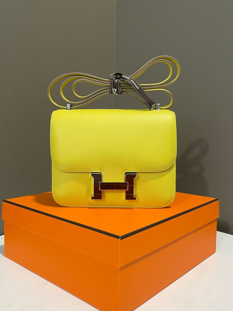 Hermes Constance 18 Touch Lime Evercolor Miel Alligator