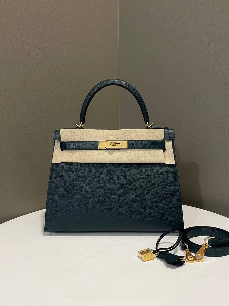 Hermes Kelly 28 Sellier Vert Cypres Epsom