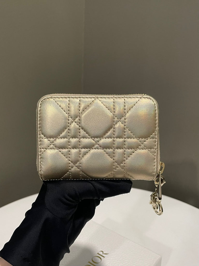 Lady Dior Voyageur Coin Purse Champange Gold