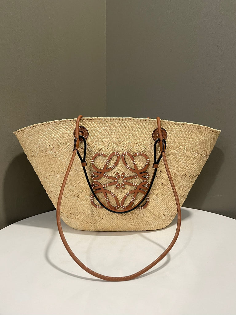 Loewe Anagram Basket bag Natural Iraca Palm, Calfskin