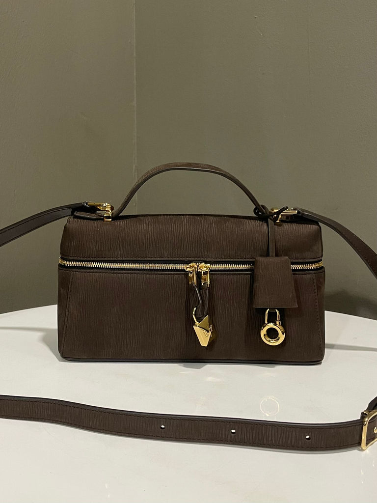 Loro Piana Extra Bag L23 Dark Chocolate Licorice Suede