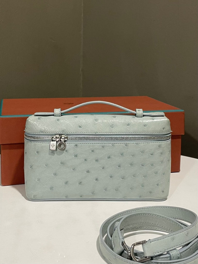 Loro Piana Extra Pocket 19 Ash Blue Ostrich