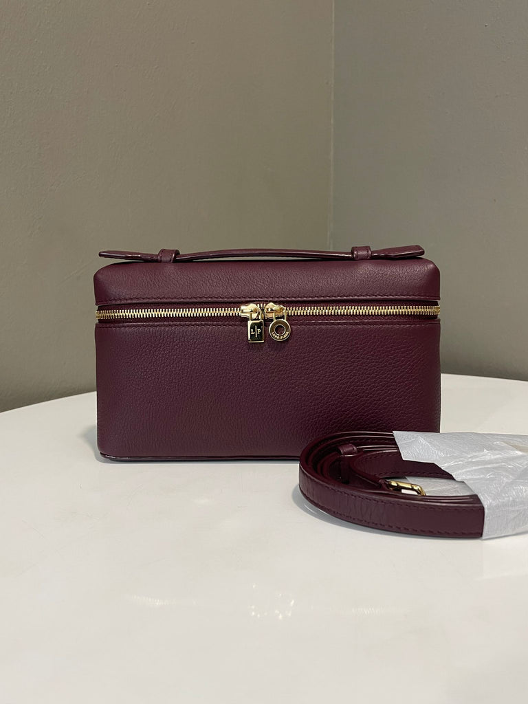 Loro Piana Extra Pocket 19 Azuki / Burgundy Wine Grainy Calfskin