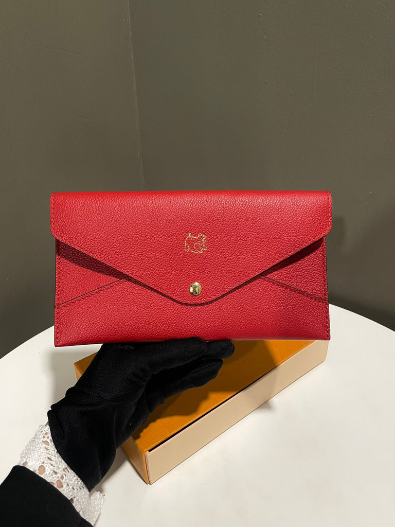 Louis Vuitton Cachemire Envelope Pouch Red Grainy Leather