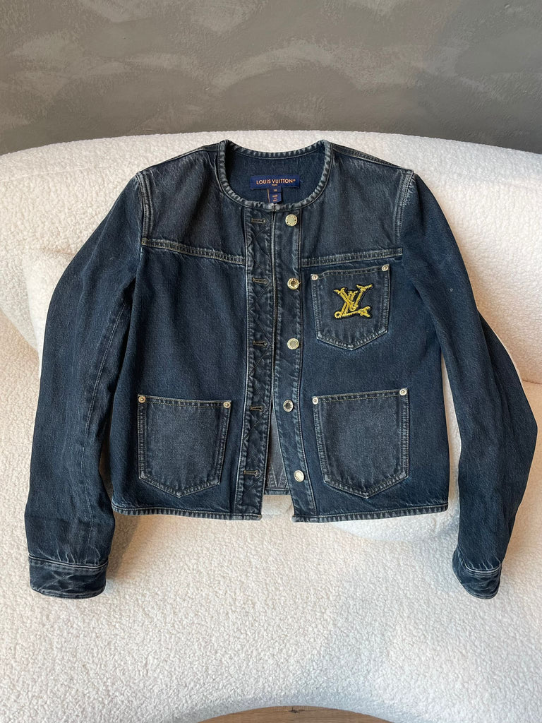 Louis Vuitton Denim Fitted Jacket Dark Blue