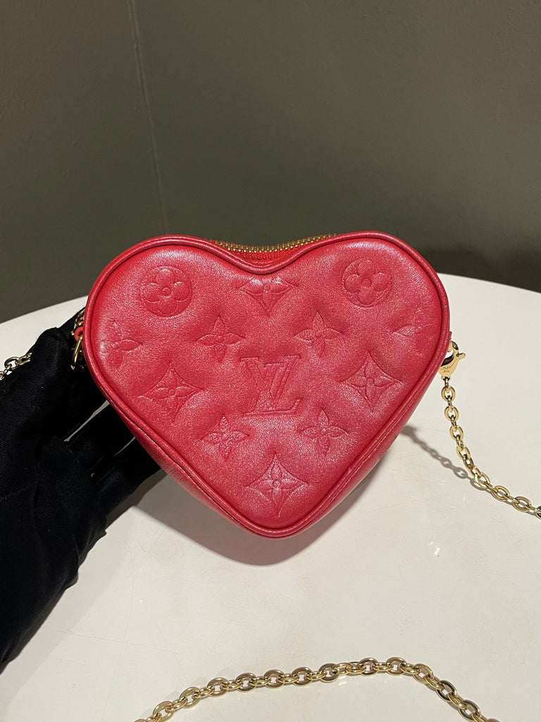 Louis Vuitton Heart on Chain Bag Red Monogram Leather