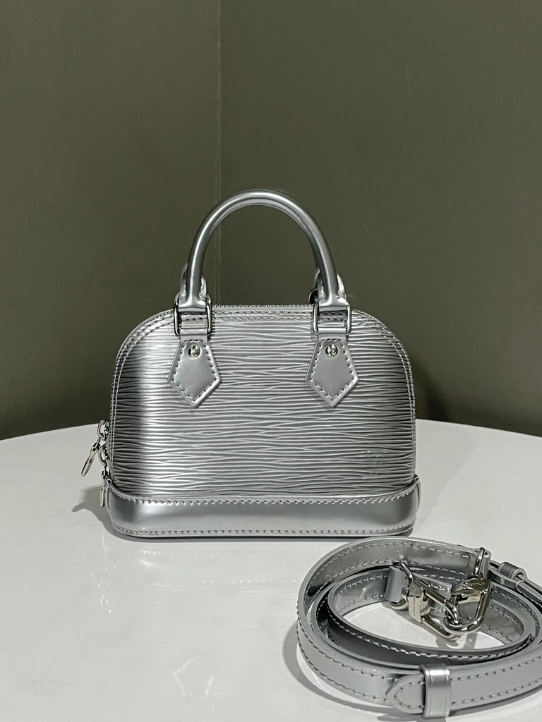 Louis Vuitton Mini Alma Nano Bag Silver Epi Leather