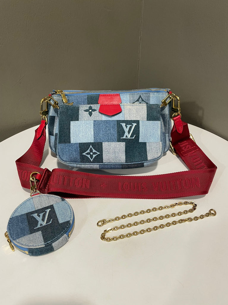 Louis Vuitton Multi Pochette Denim Red