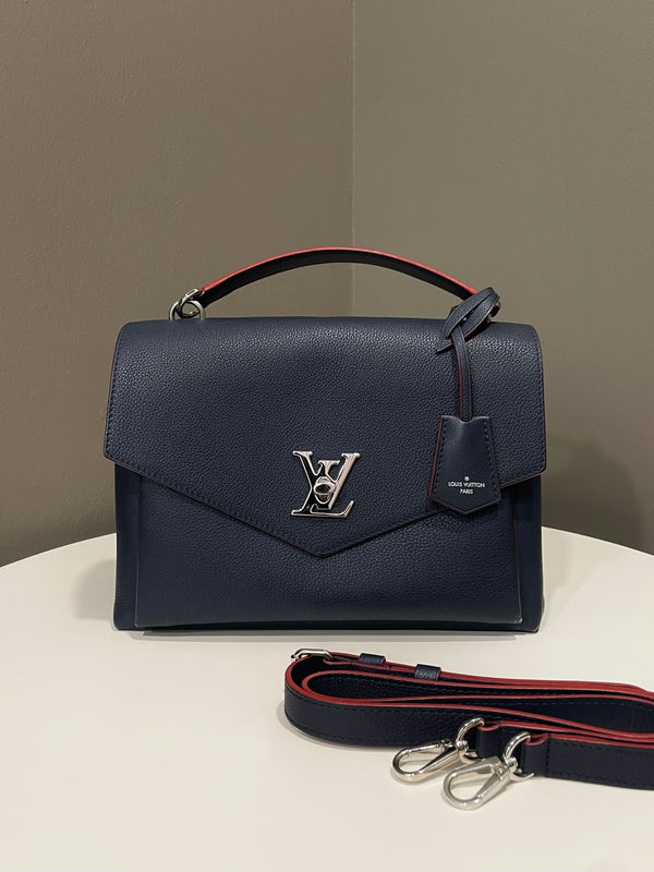 Louis Vuitton Mylockme Bag Navy Blue Grained Leather