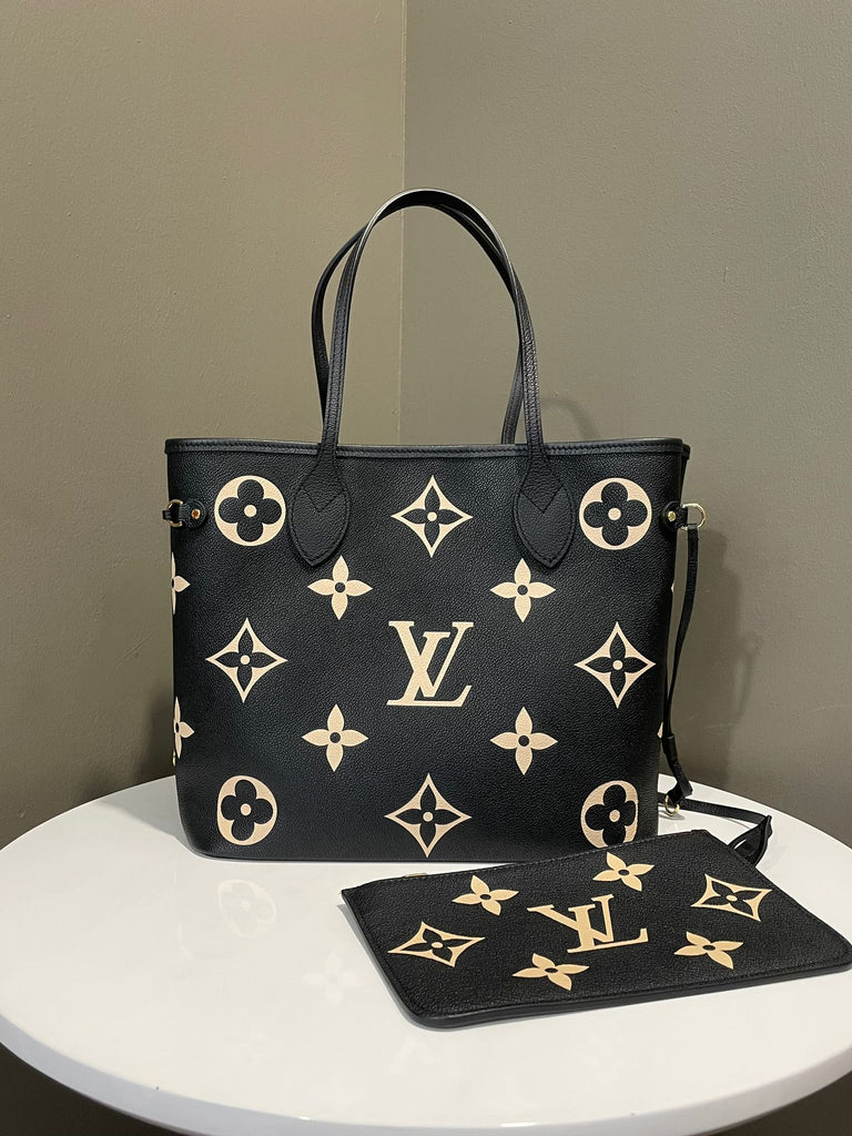 Louis Vuitton Neverfull MM Black Beige Monogram Empreinte