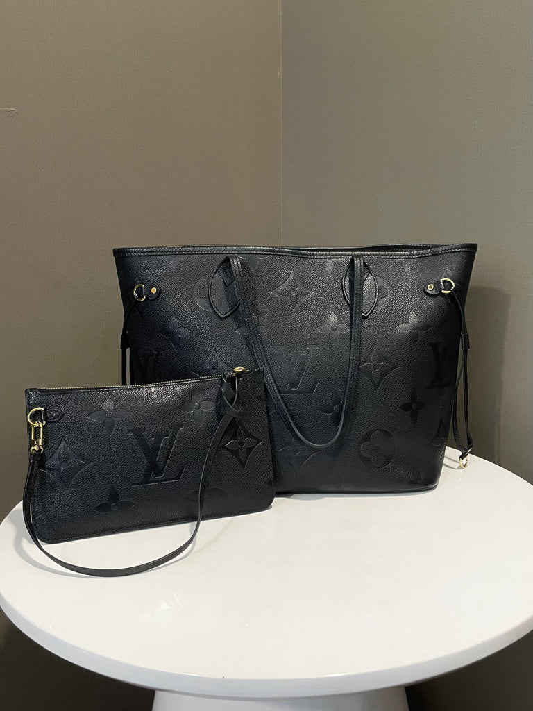 Louis Vuitton Neverfull MM Black Monogram Empreinte Leather