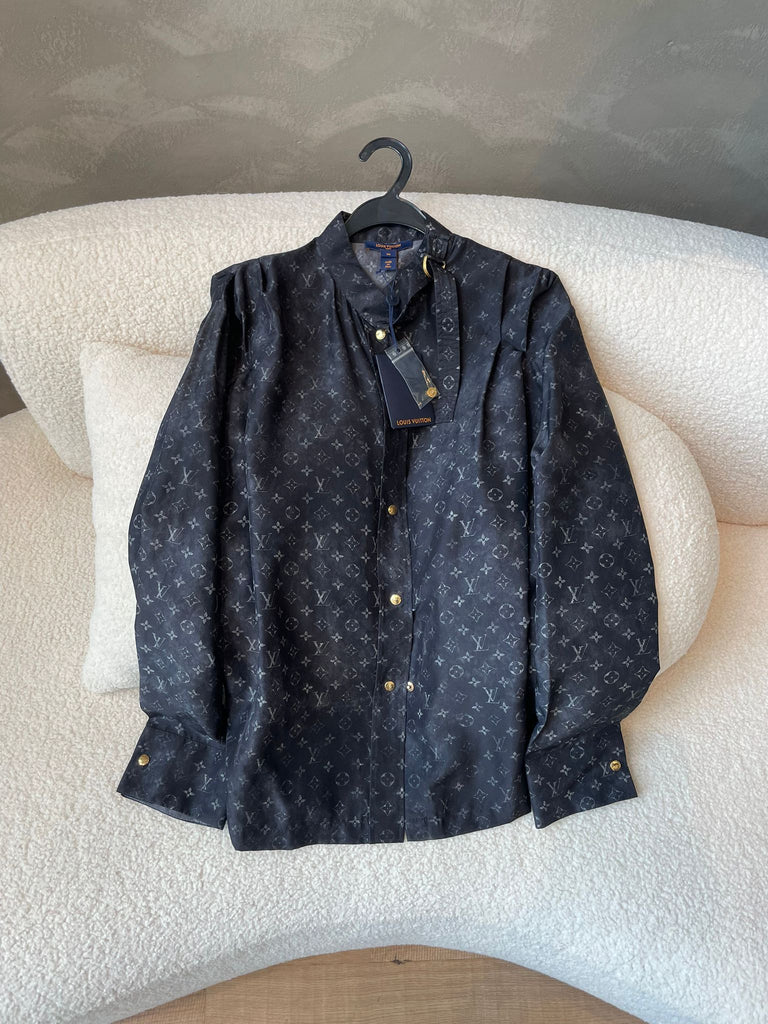 Louis Vuitton Pleat Shoulder Shirt Black Monogram Cloud