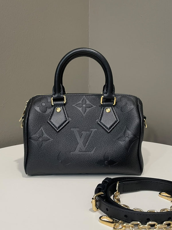 Louis Vuitton Speedy Bandouliere 20 Black Monogram Empreinte Leather 