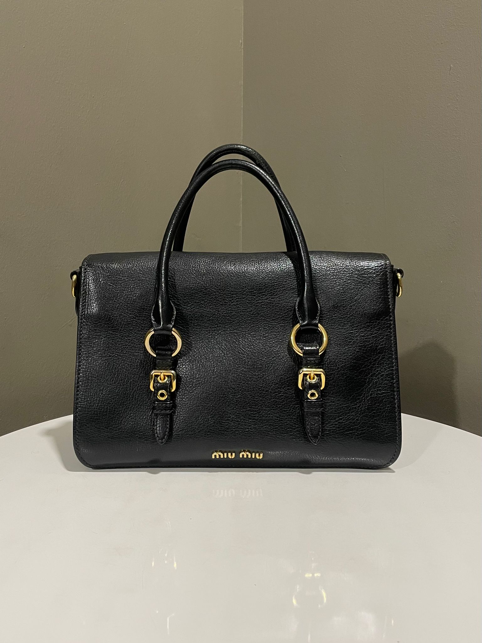 Miu Miu Lock Satchel Flap Bag Black Madras – LOVELOTSLUXURY