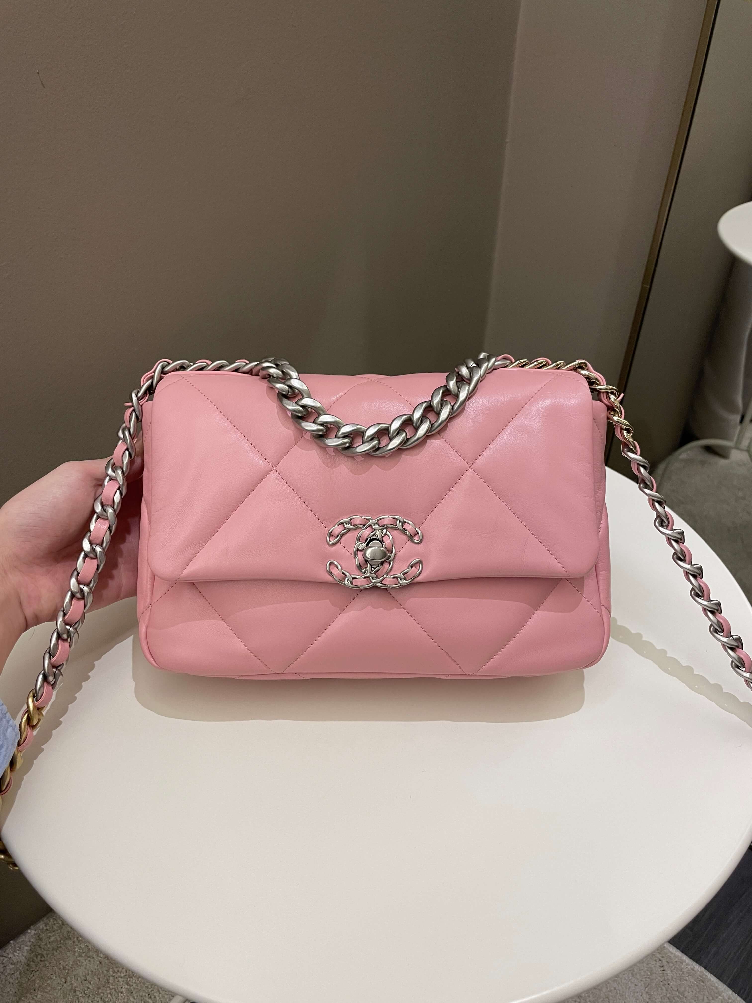 Exclusive Sale: Chanel Pink Goatskin Quilted 19 Flap Small Mixed Hardware | Buy Chanel Handbags | REDELUXE