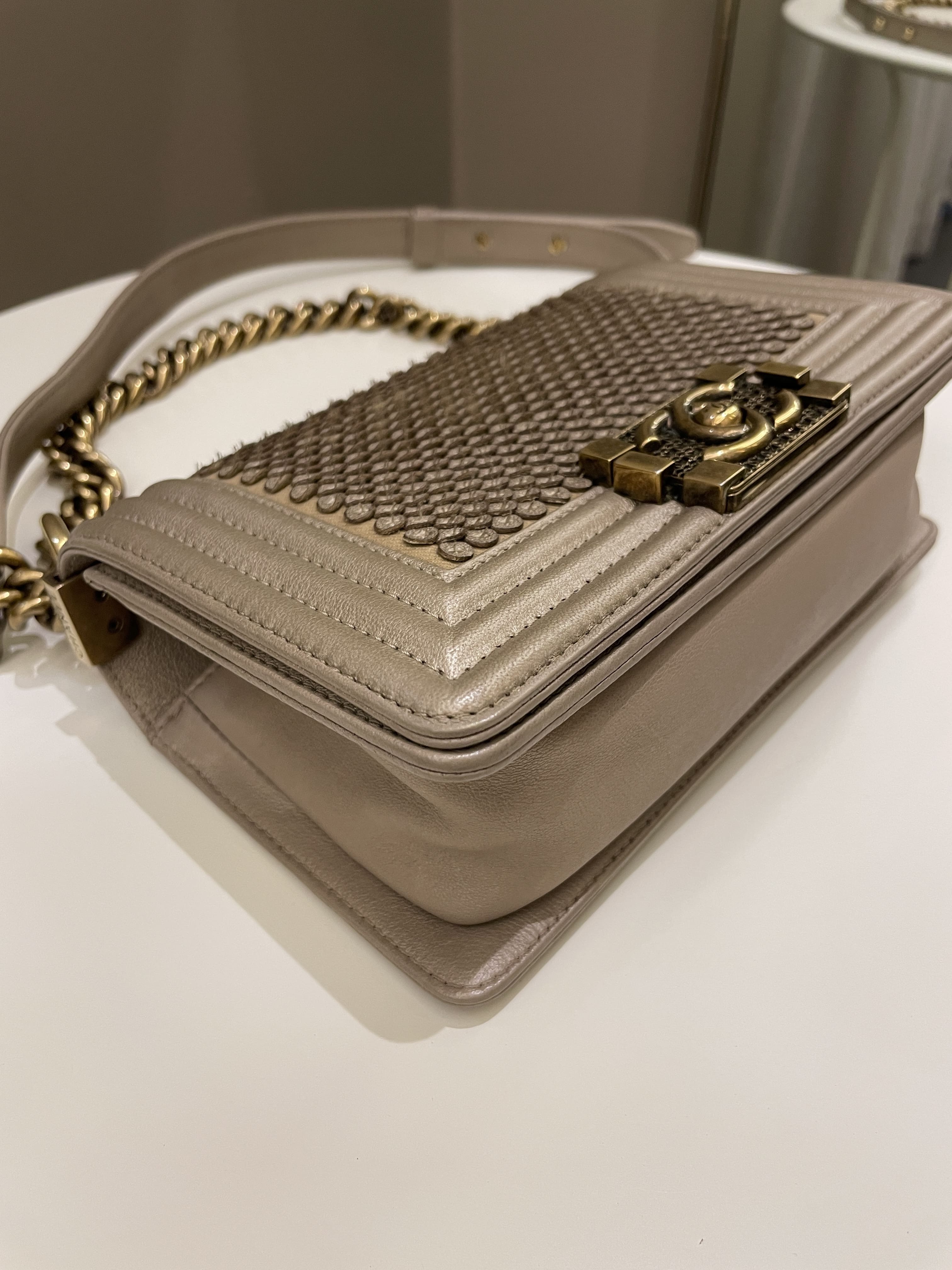 Chanel Scales Small Boy Gold Lambskin