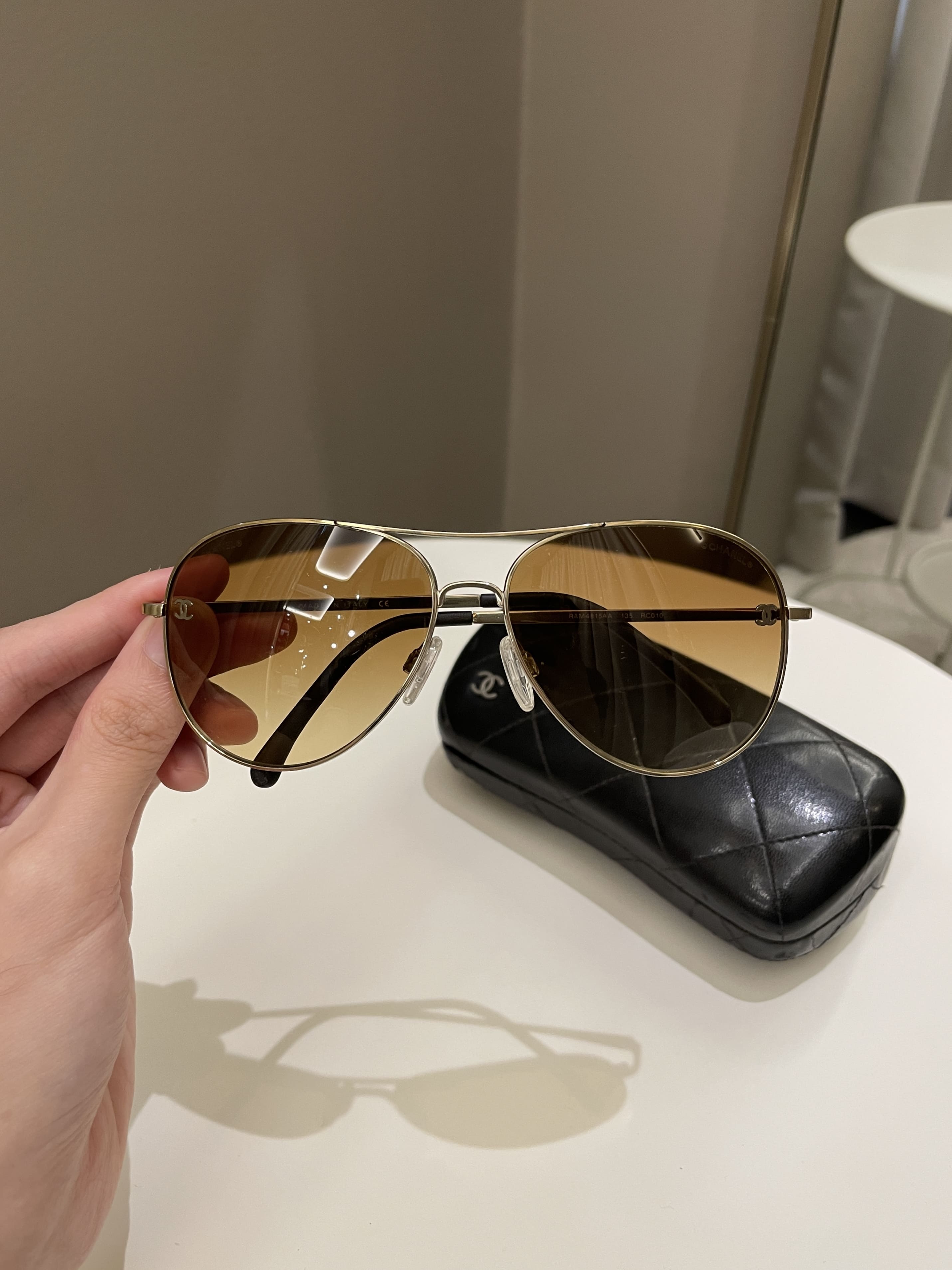 Sunglasses Pilot Sunglasses titanium  calfskin  Fashion  CHANEL