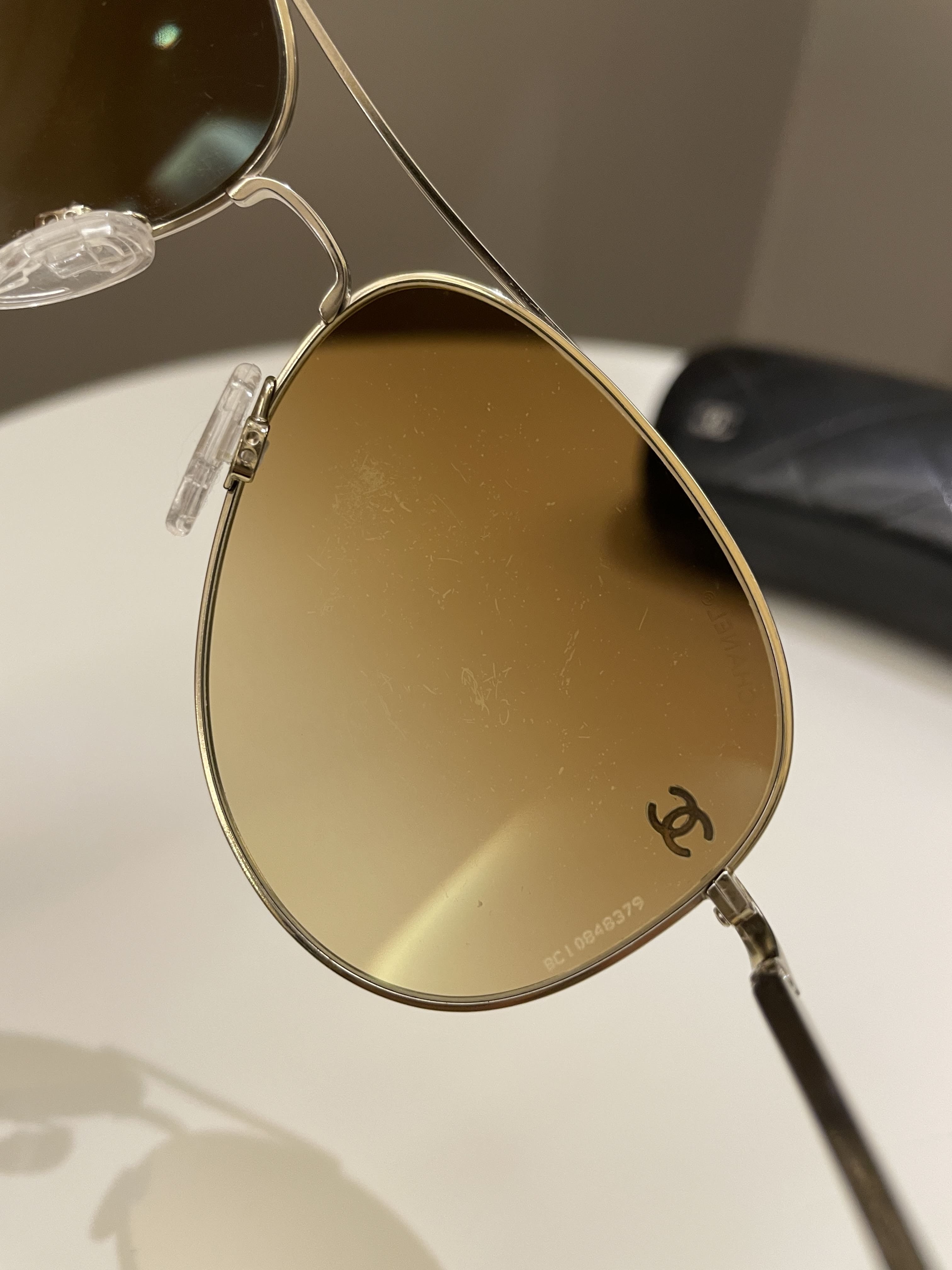 Chanel Aviator Sunglass Gold Framed