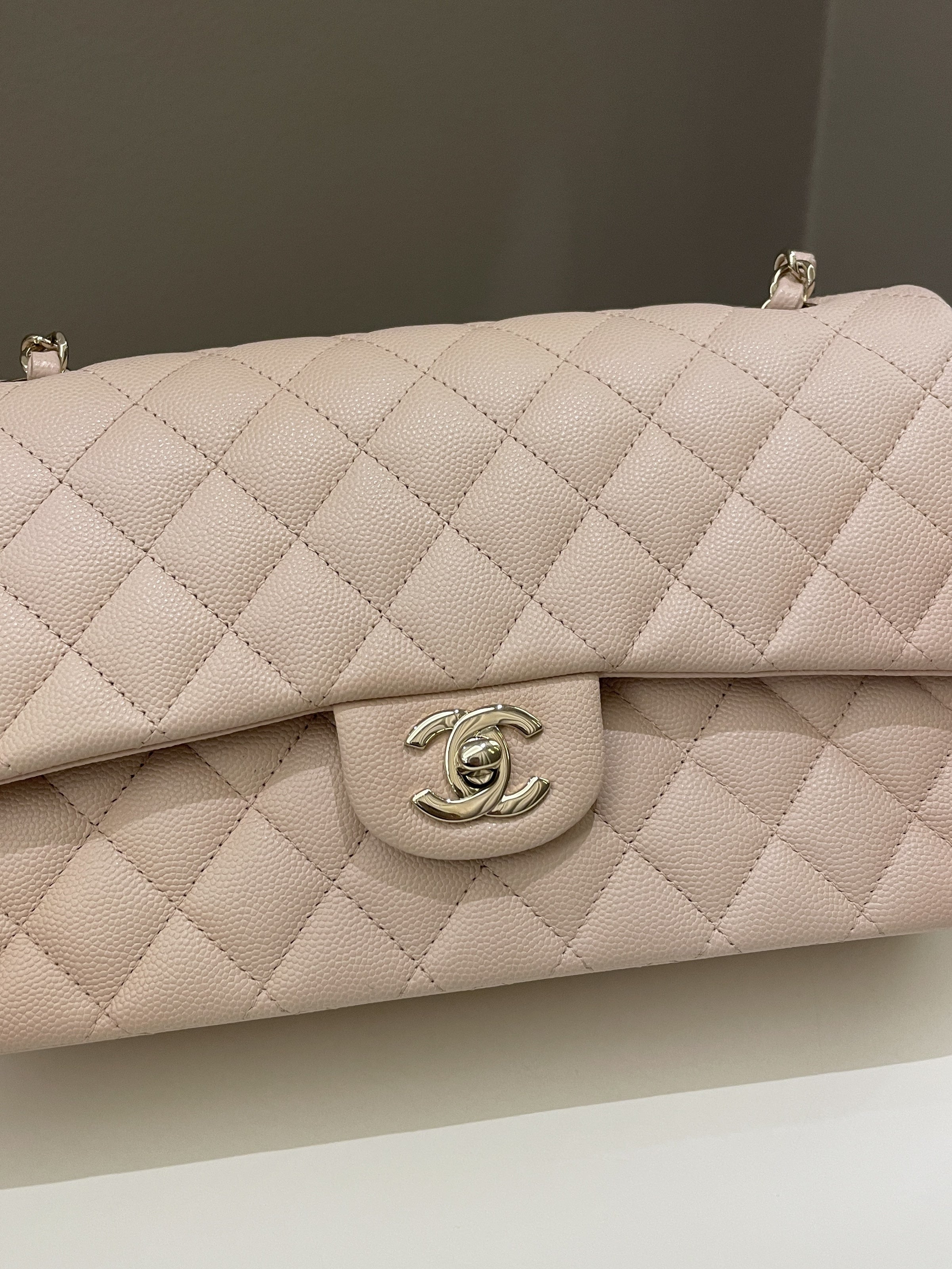 CHANEL Caviar Quilted Small Boy Clutch With Chain Pink 1303597