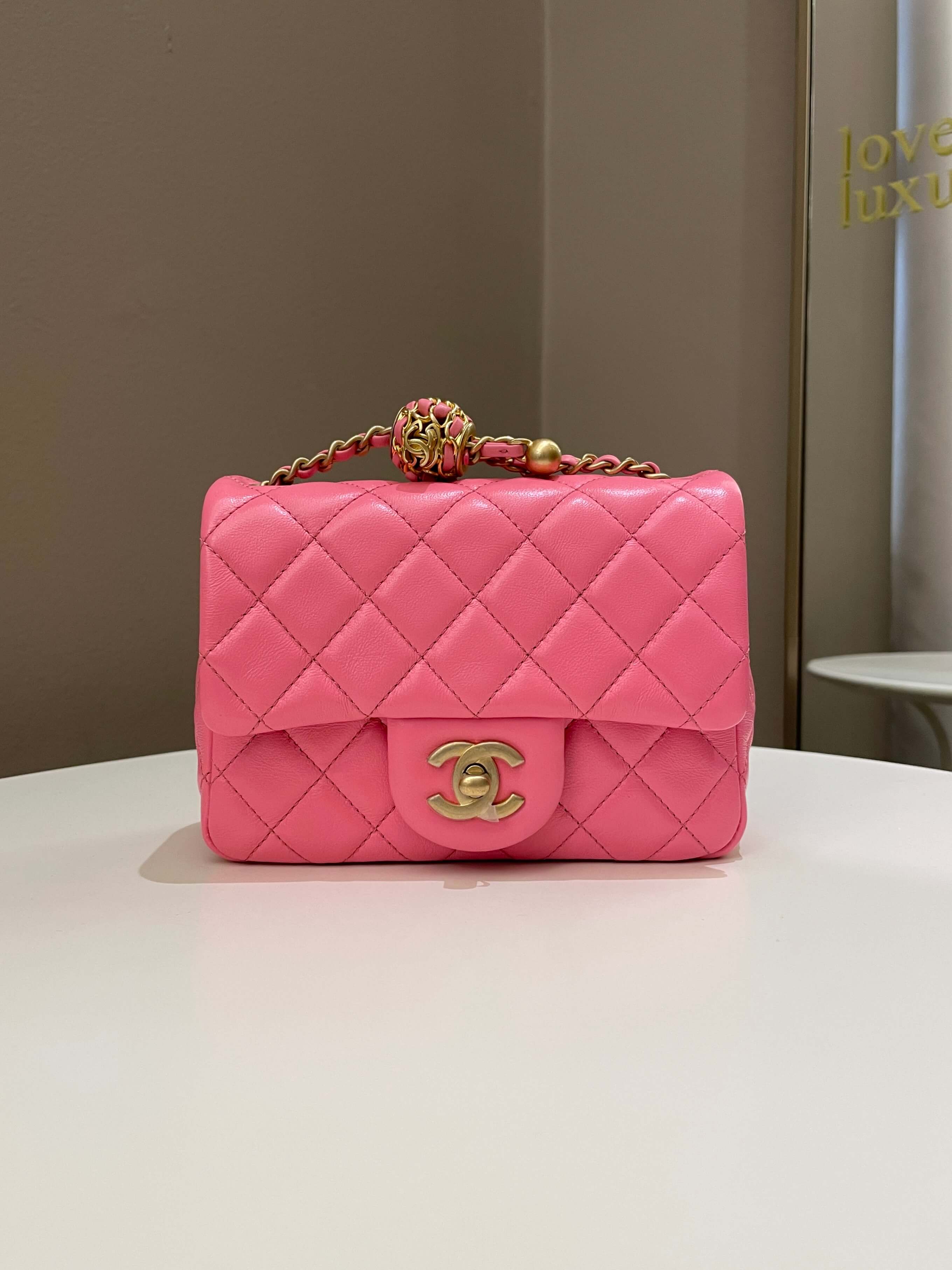Chanel 18S Classic Quilted Mini Square Pearly Pink Caviar
