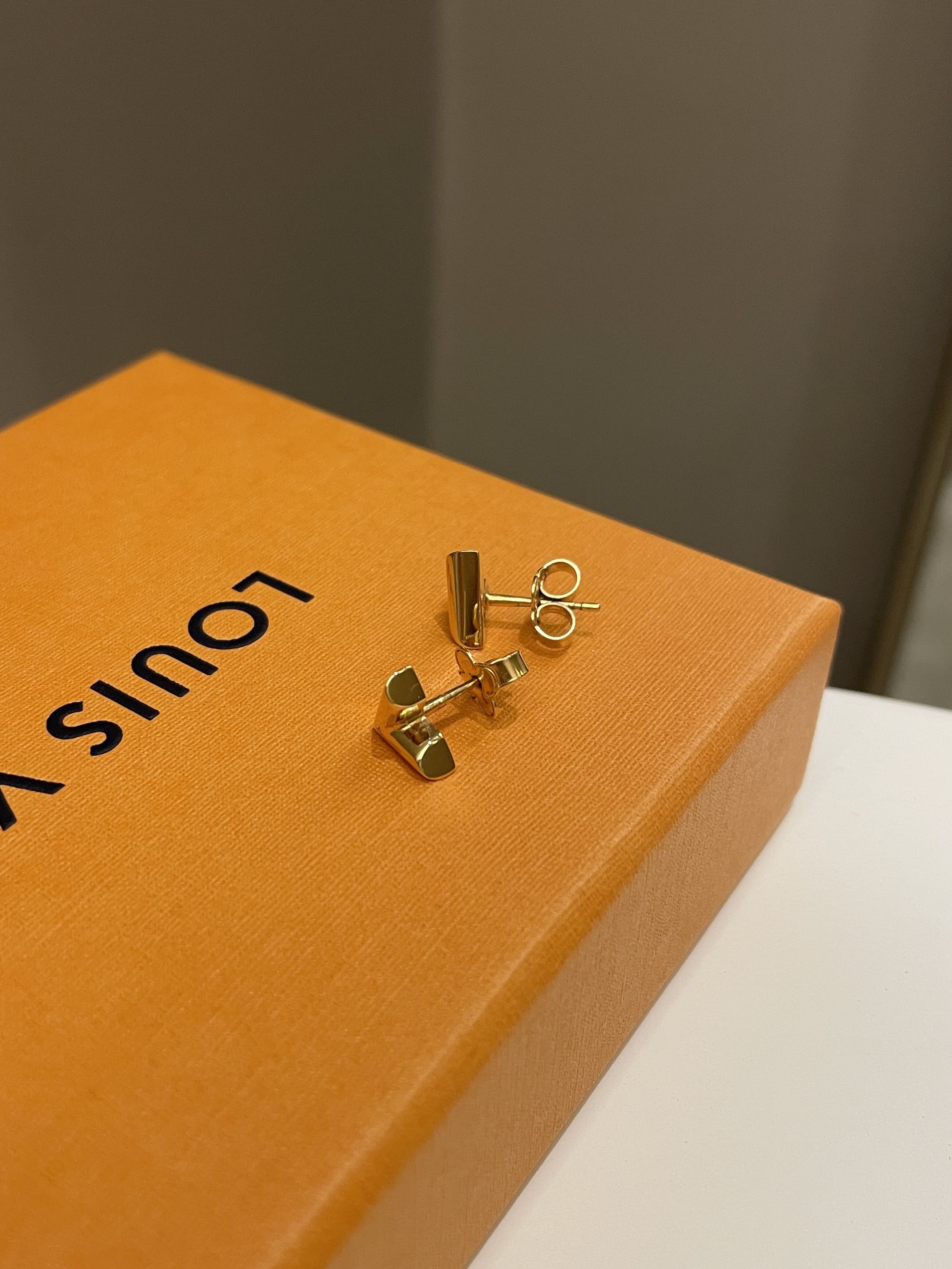 Louis Vuitton Essential V Gold Tone Earrings Louis Vuitton