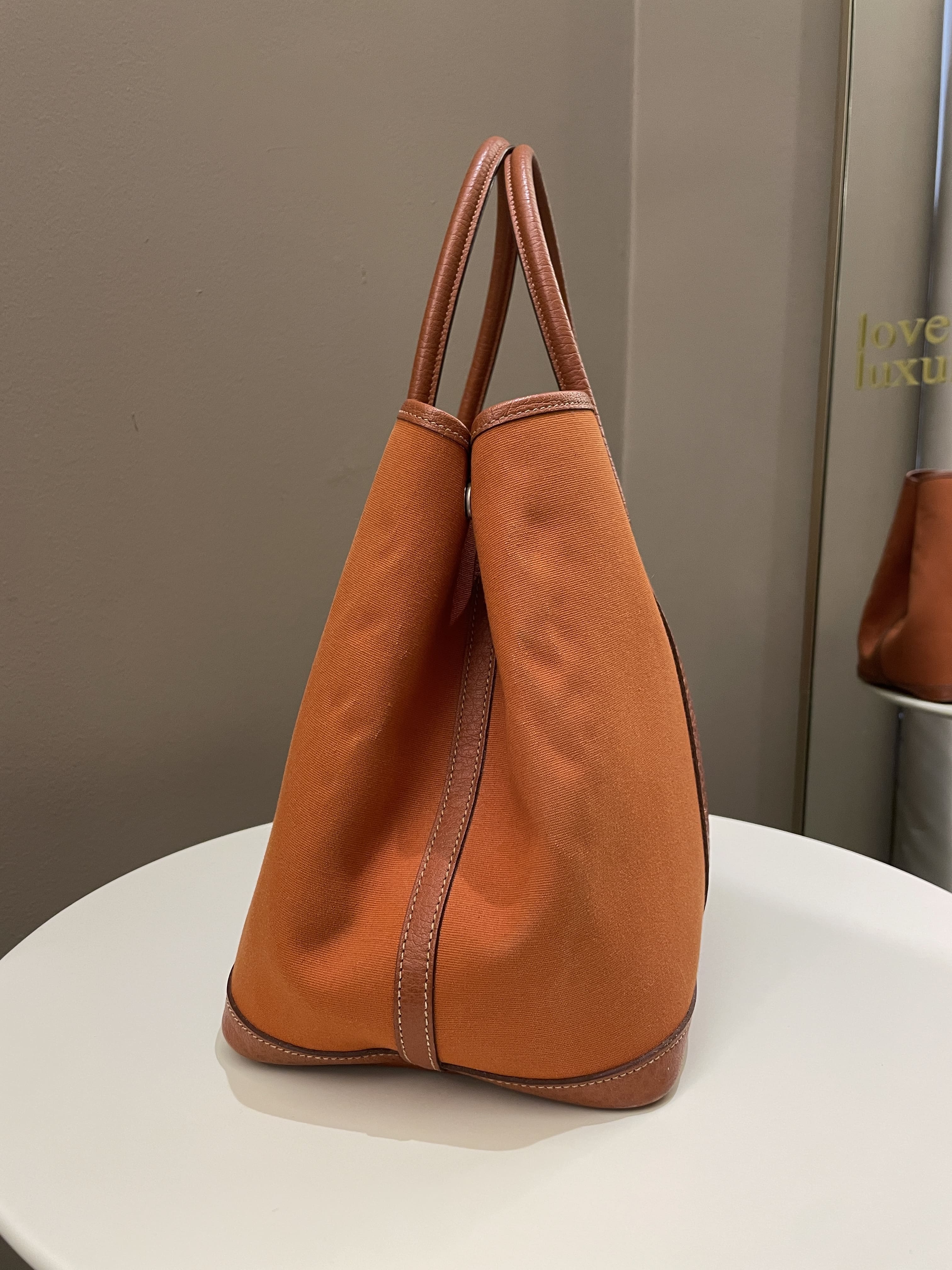 Hermes Garden Party Bag Canvas In Orange