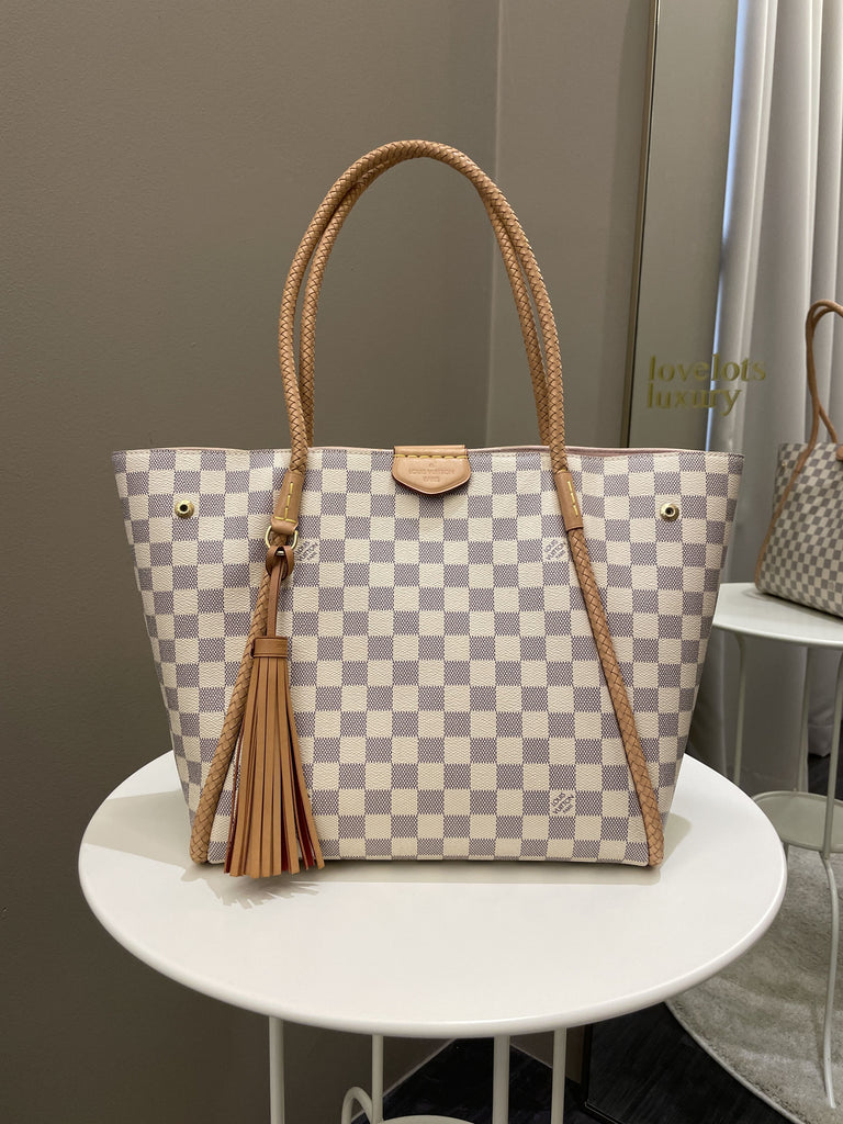 Louis Vuitton Propriano Tote Bag Damier Azur Leather White N44027