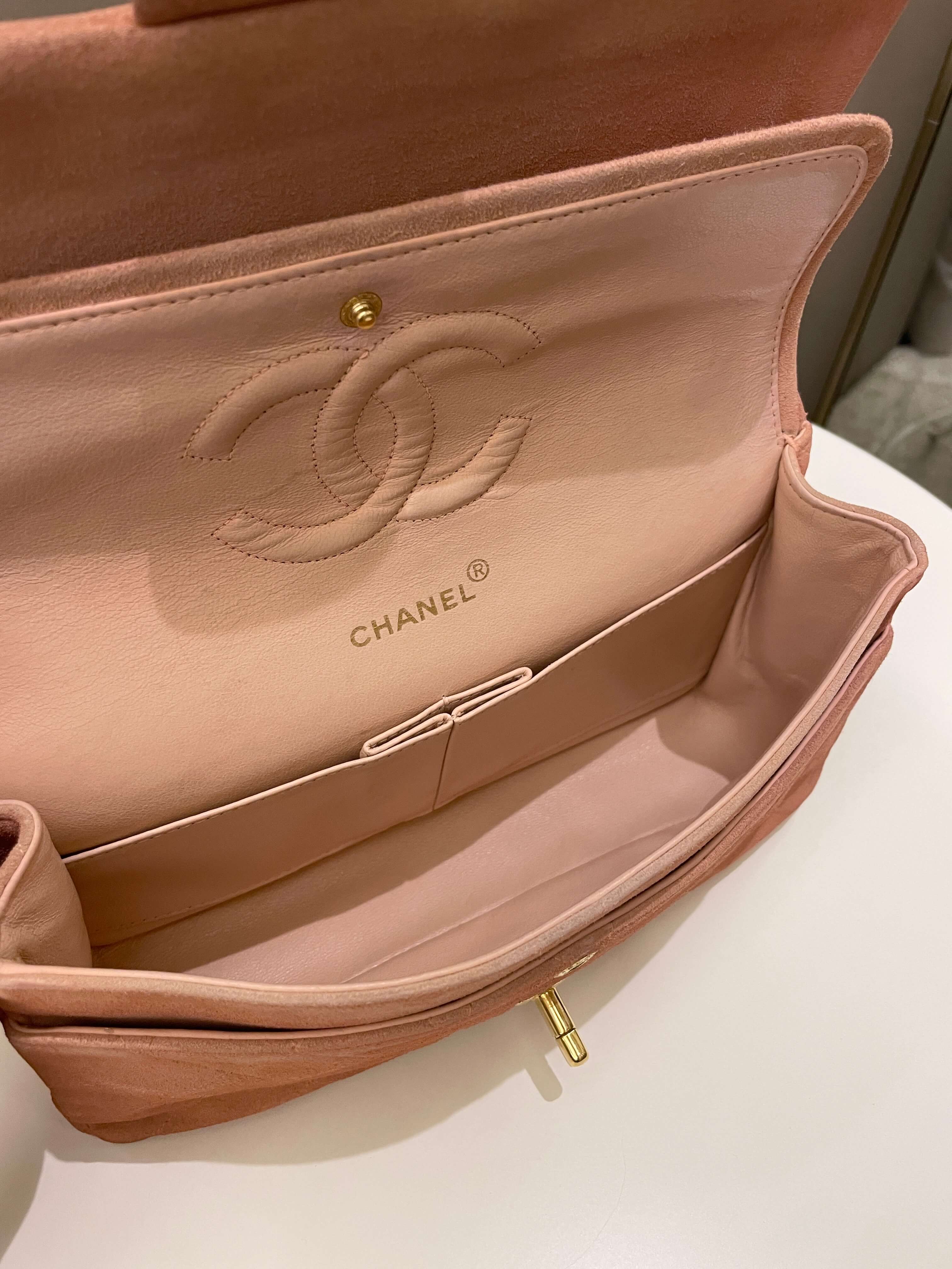 Chanel Vintage Classic Quilted Medium Flap Nude pink Suede