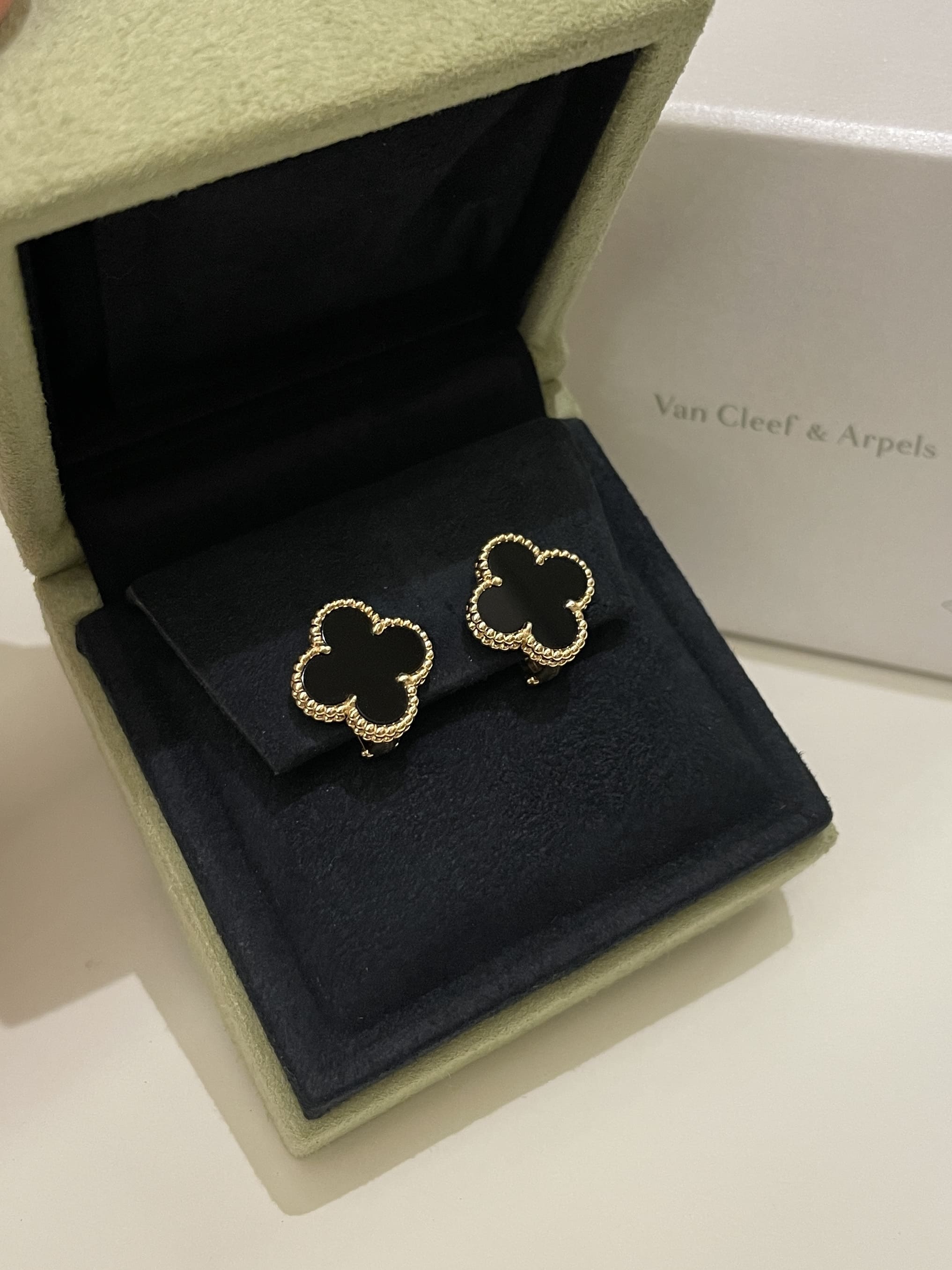 Van Cleef & Arpels Vintage Alhambra Earrings Black Onyx