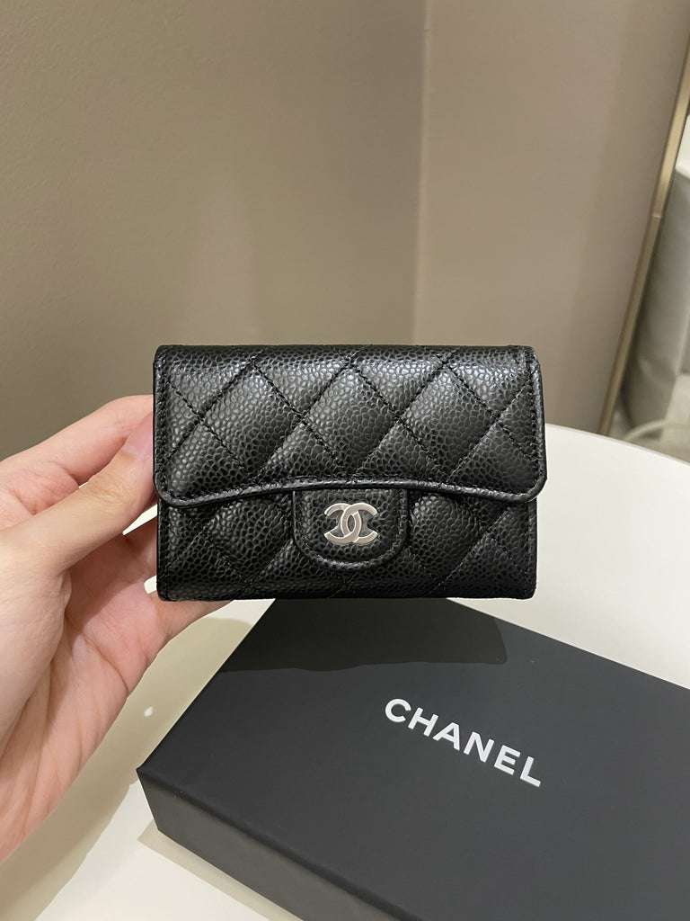 Chanel Flap Compact Wallet Quilted Caviar Goldtone Black in Caviar with  Goldtone  US
