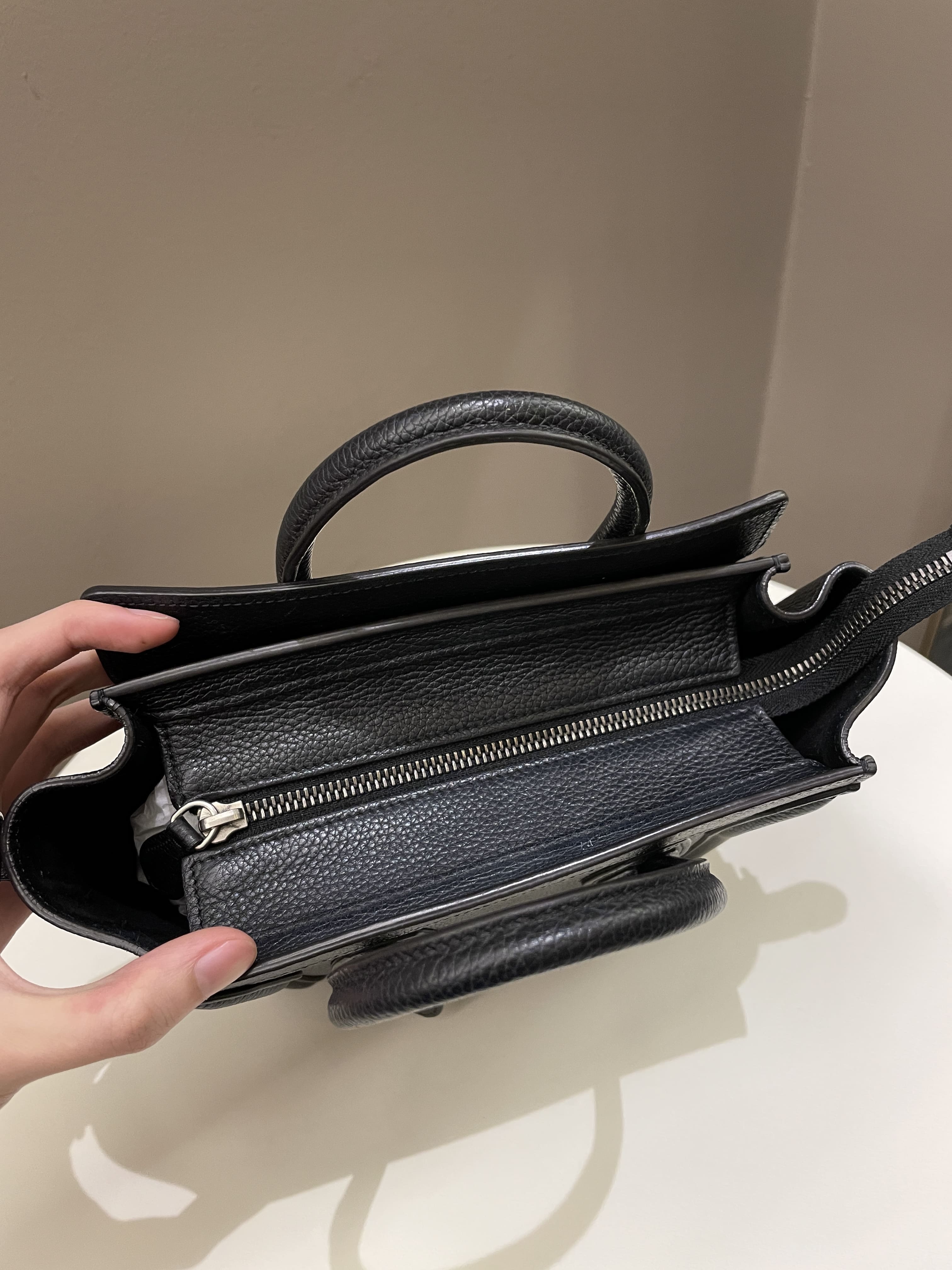 Celine Nano Luggage Black Grainy Calfskin