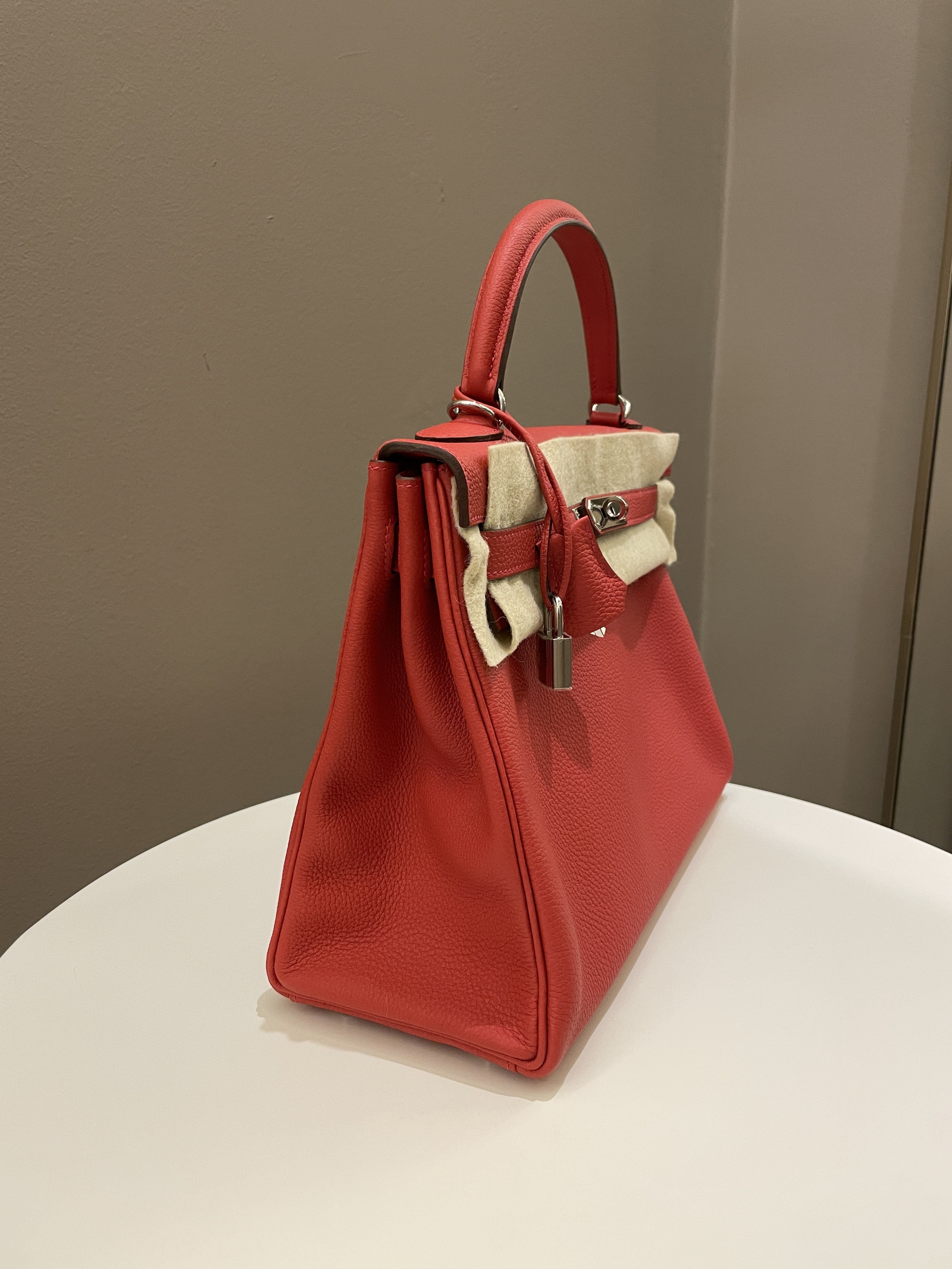 Hermes Birkin bag 25 Rouge pivoine Togo leather Silver hardware