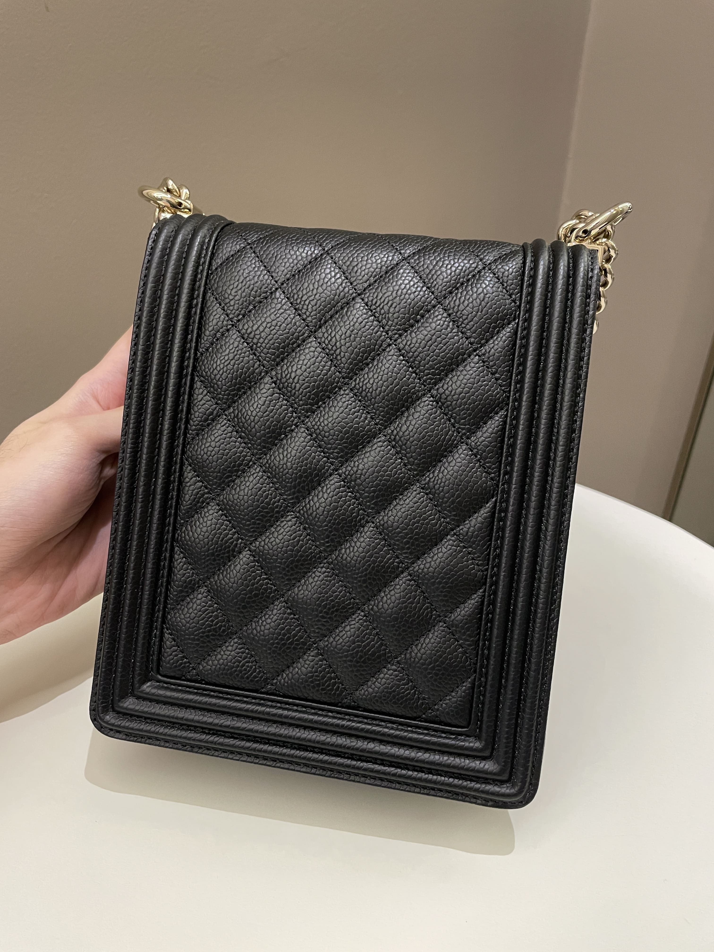 Chanel Quilted North South Boy Black Caviar