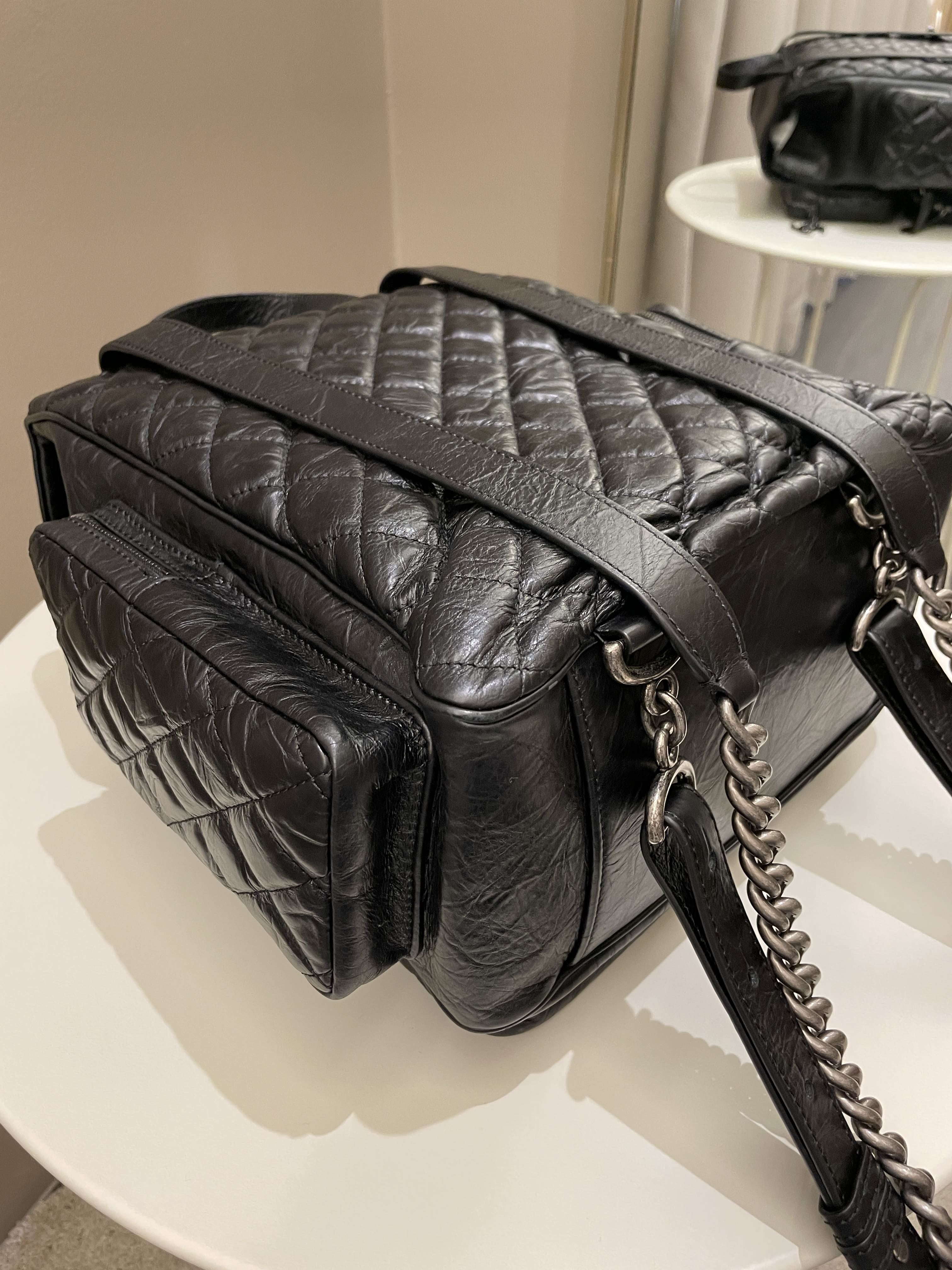 Chanel Quilted Casual Rock Backpack Black Aged Calf