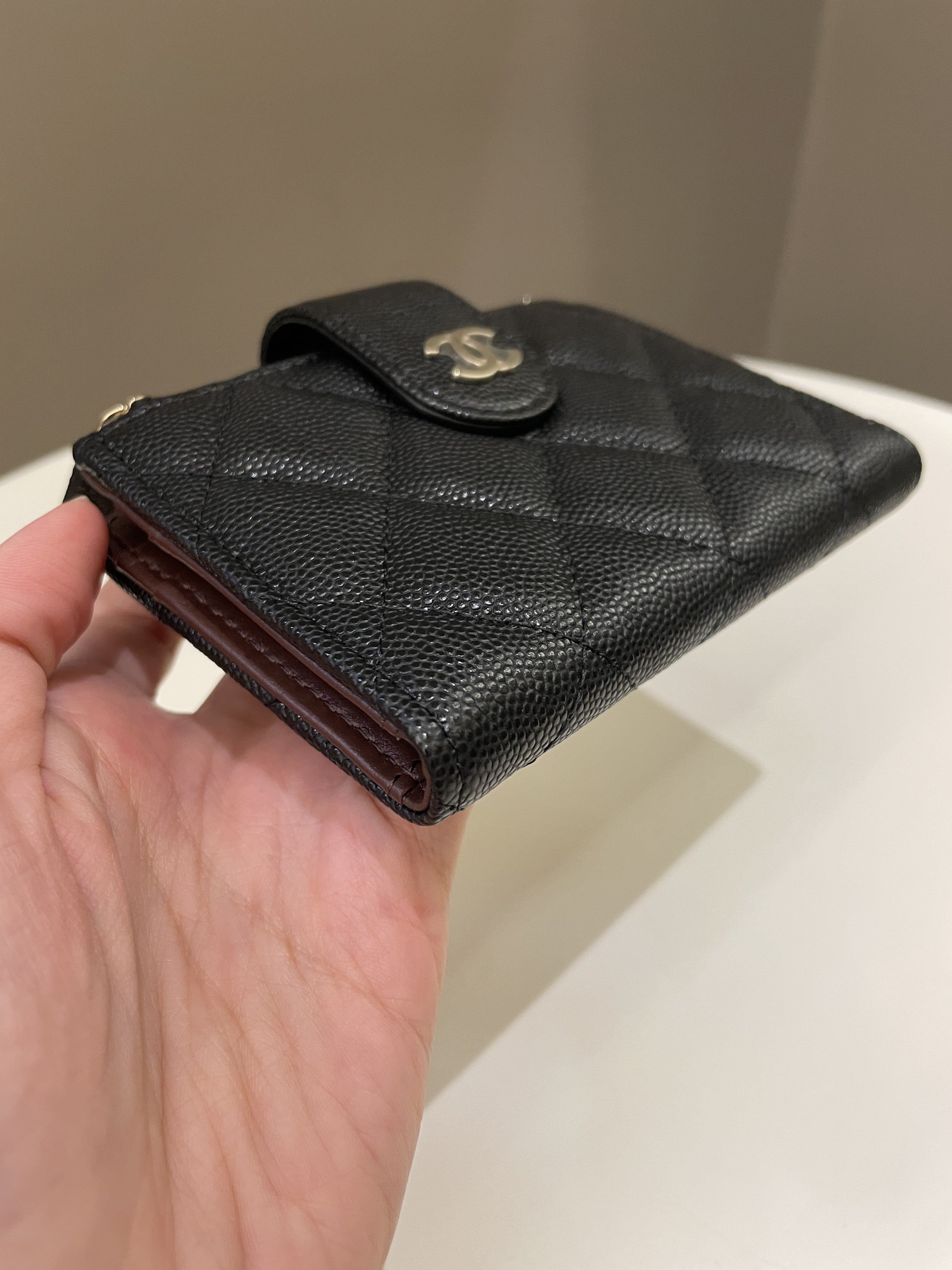 FAST DEAL $920- Chanel Black Caviar Quilted Flap Zip Card Coin Holder