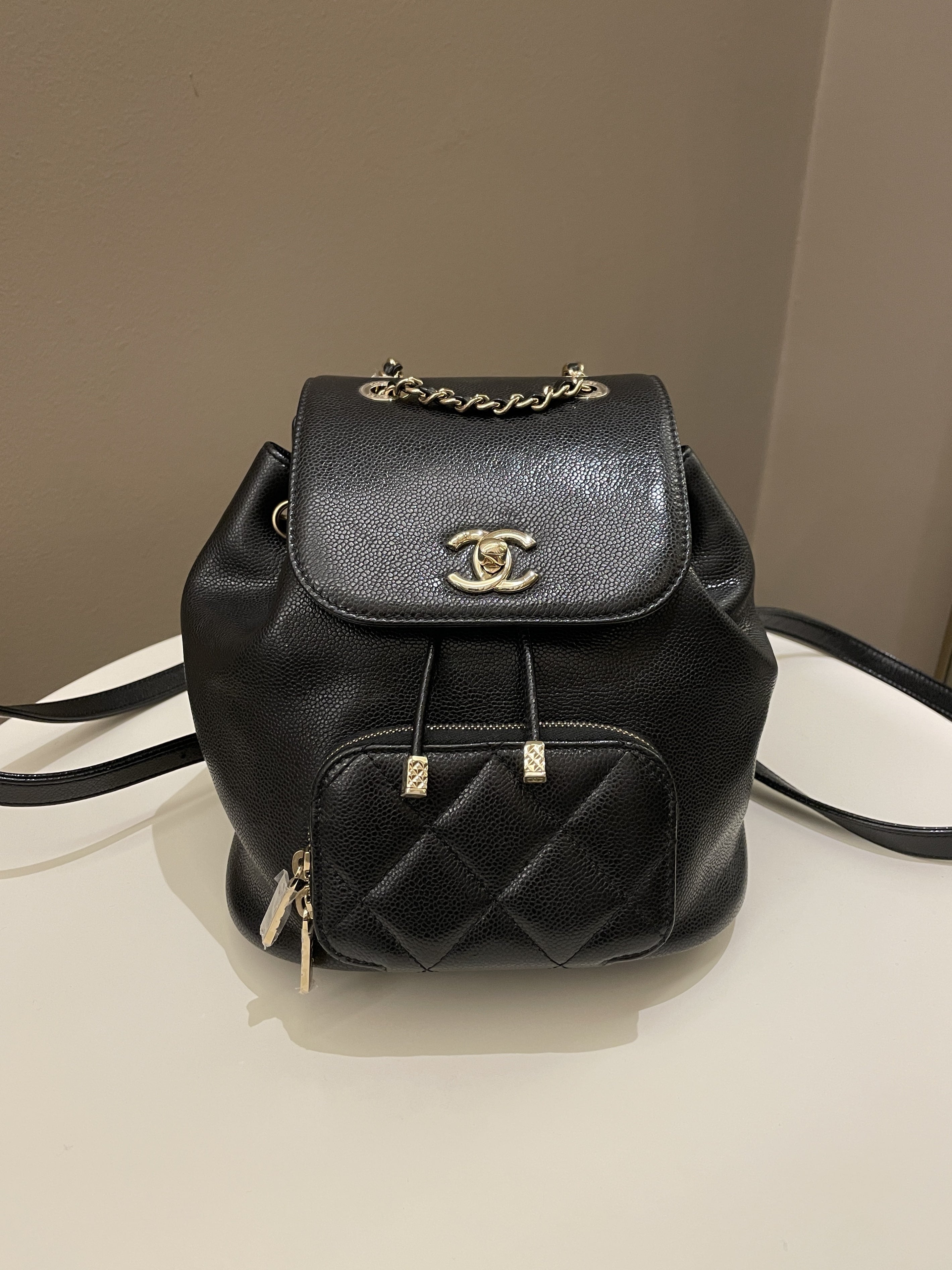 Chanel Black Quilted Caviar Leather Business Affinity Backpack