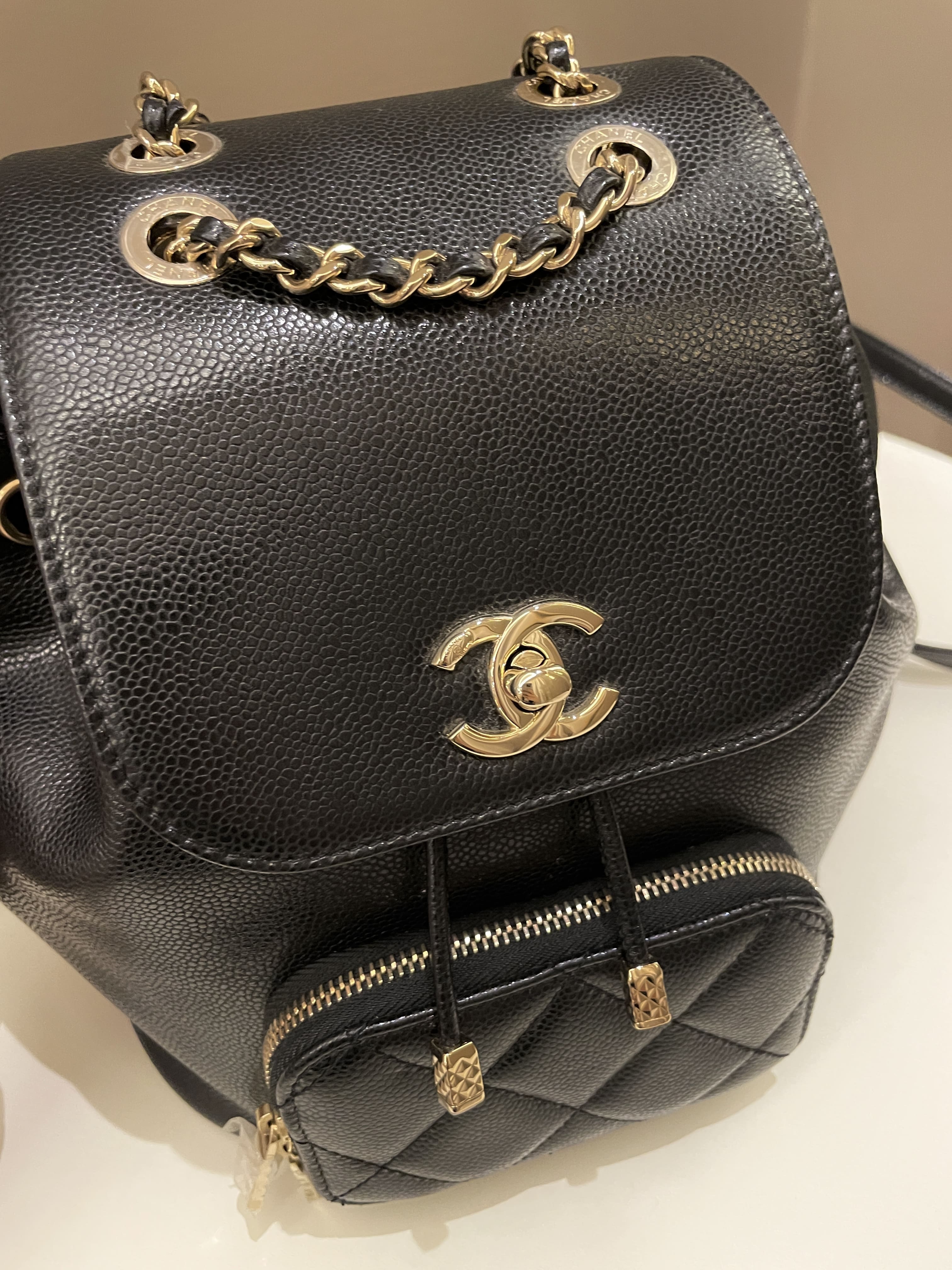 Chanel Crossbody Business Affinity Black Quilted Caviar Mini Woc