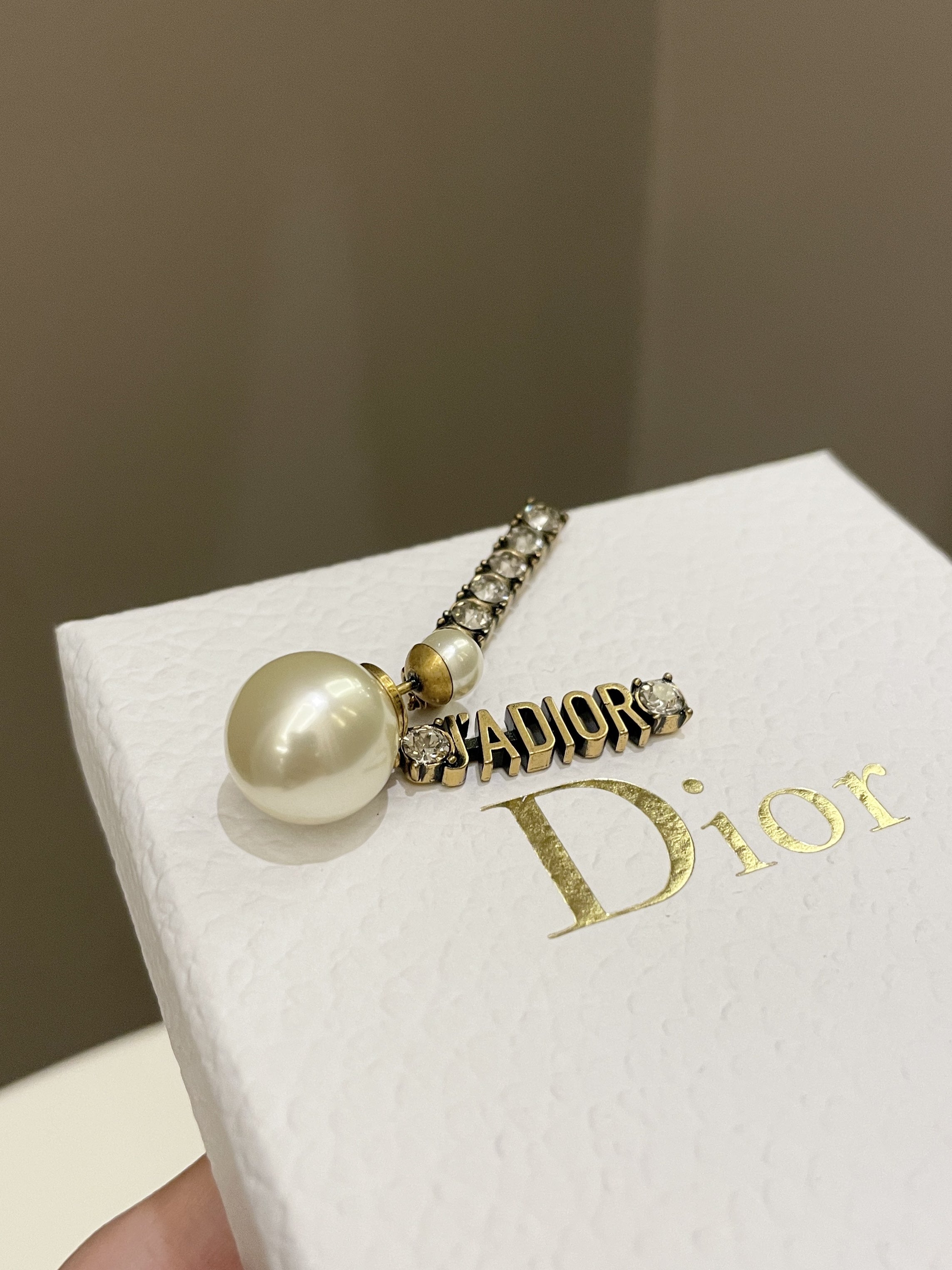 Dior Jadior Single Asymmetric Earrings Rhinestone / Ivory Glass Pearl