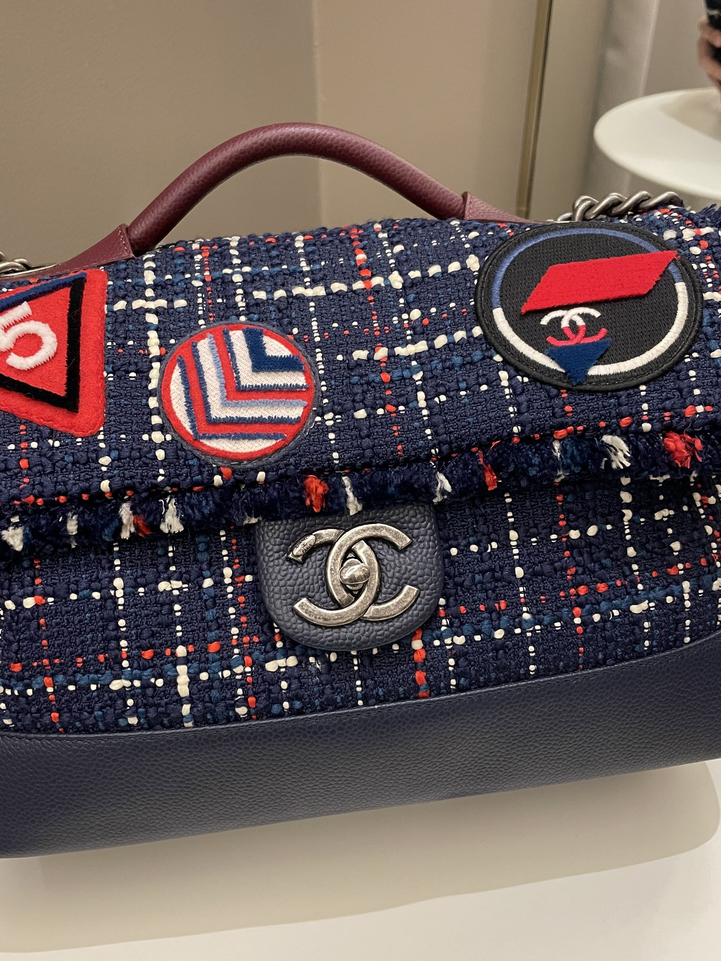 Chanel Airline Tweed Flap Bag Multicolor Tweed