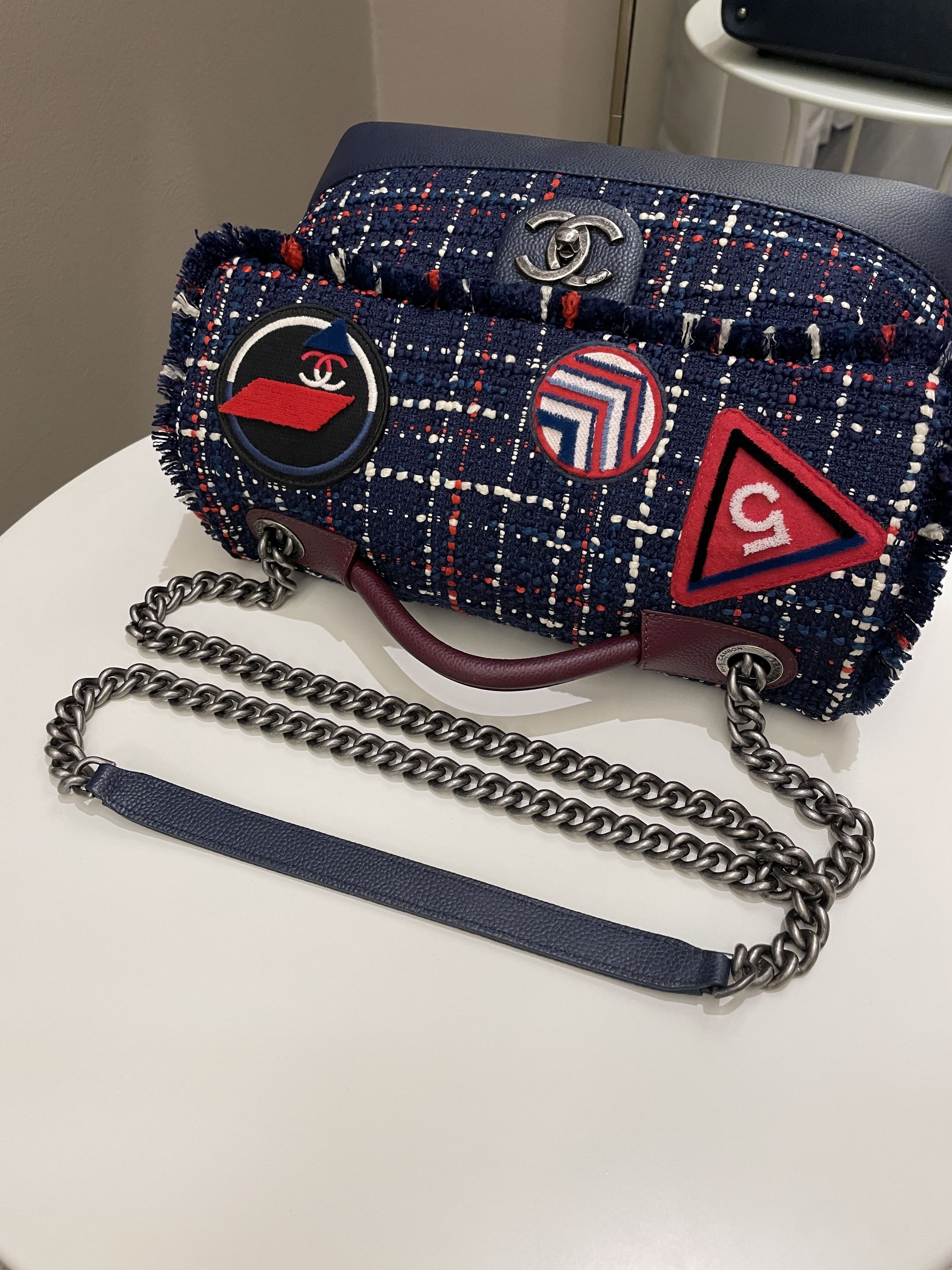 Chanel Gray Cambon Ligne Tweed Tote Bag